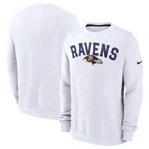 Men's Nike White Baltimore Ravens Athletic Pullover Sweatshirt, Medium